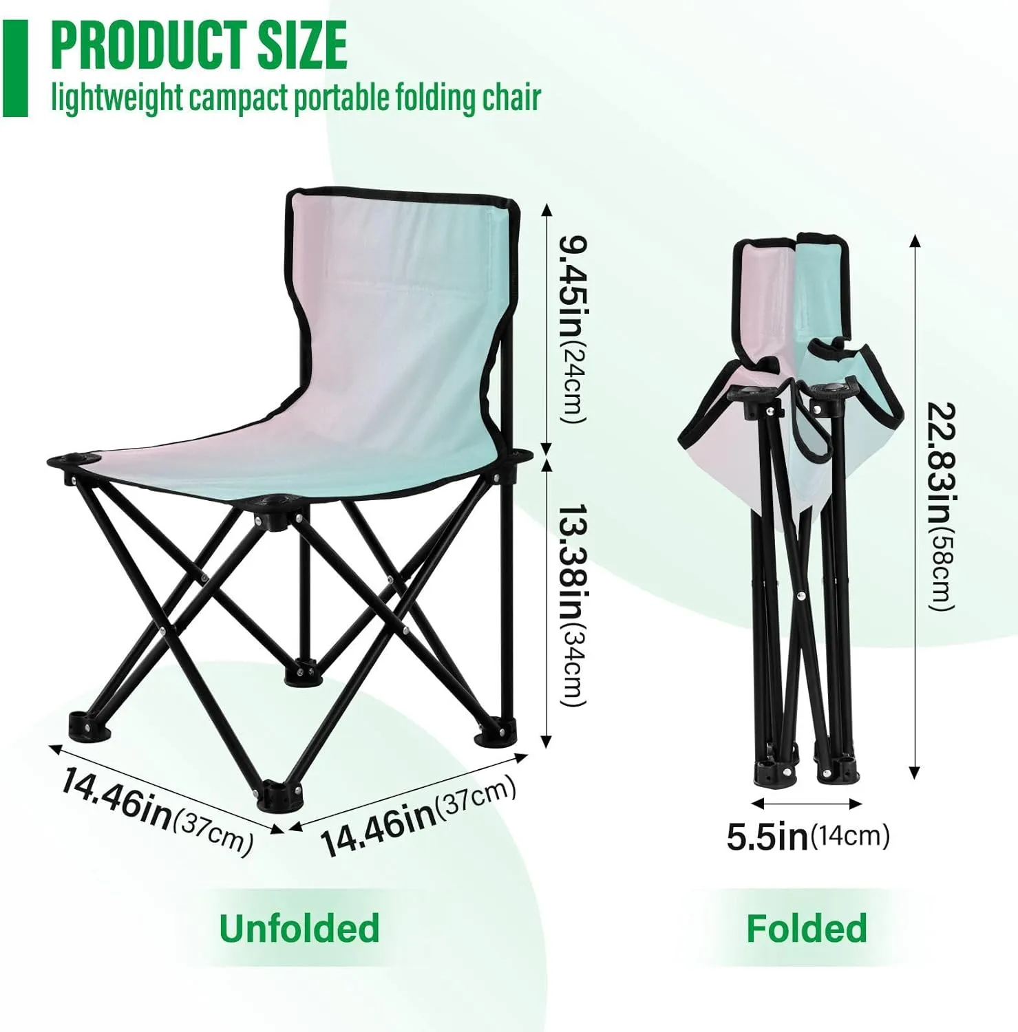 J JOYSAY Rare Wind Gradient Portable Camping Chair Lightweight Outdoor Folding Chair for Adults Lawn Chair for Outside Camping Travel Beach Sports Hiking