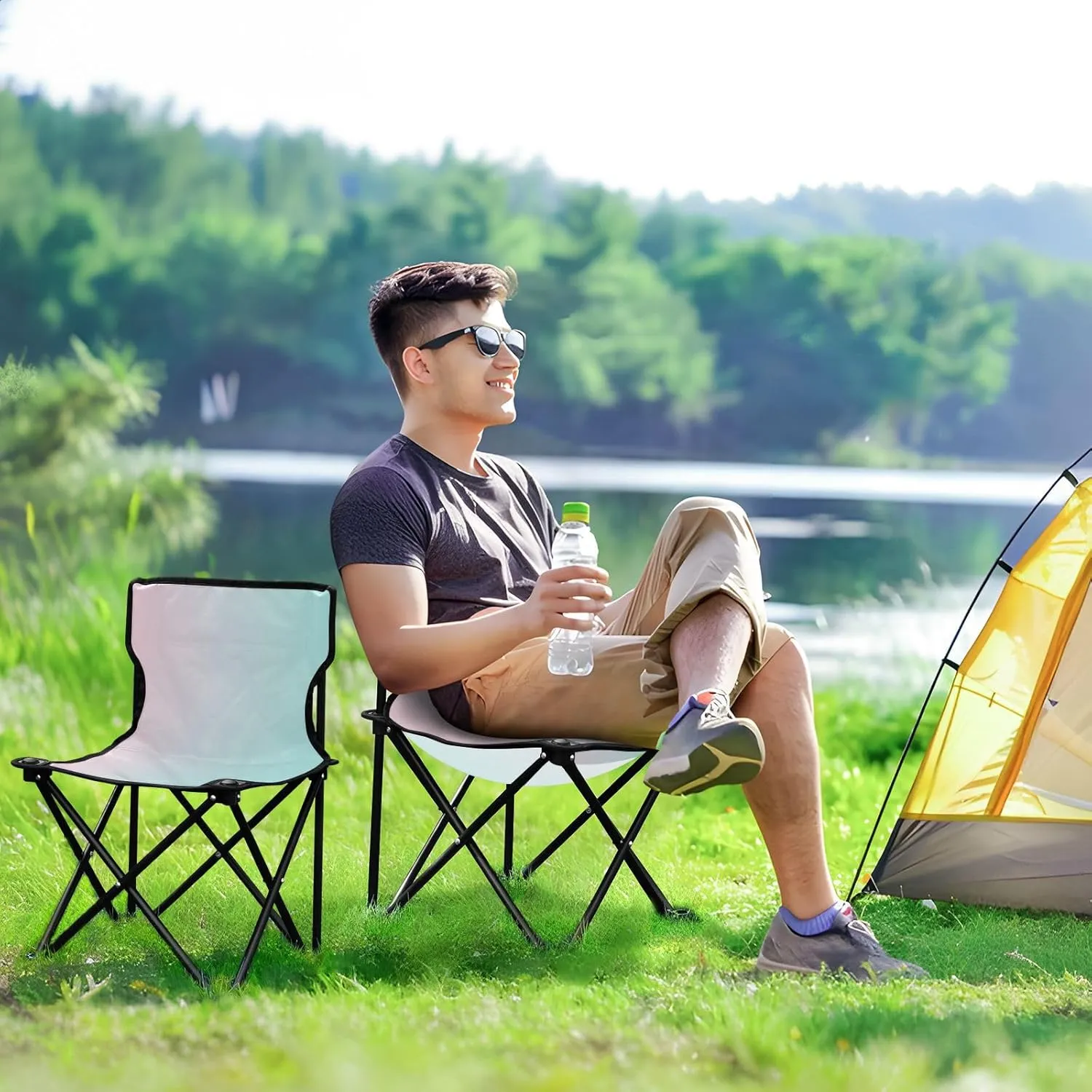 J JOYSAY Rare Wind Gradient Portable Camping Chair Lightweight Outdoor Folding Chair for Adults Lawn Chair for Outside Camping Travel Beach Sports Hiking