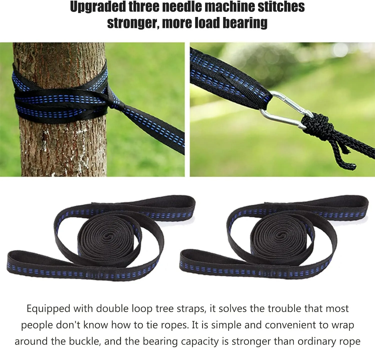 JEOZBM Camping Hammock, Double Portable Lightweight Swing, Quick Drying Nylon Hammock with Tree Straps for Outdoor Backpacking Backyard Hiking(270-camel Black)