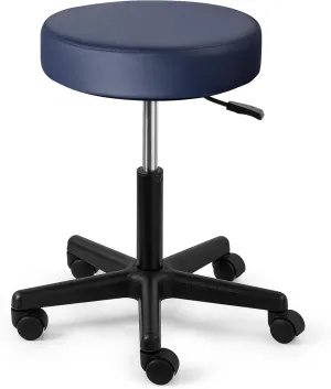 JMU Rolling Stool Heavy Duty 400lb with Wheels, PVC Leather Large Seat,Swivel Rolling Adjustable Height Stool,for Dentists Healthcare (Navy Blue)
