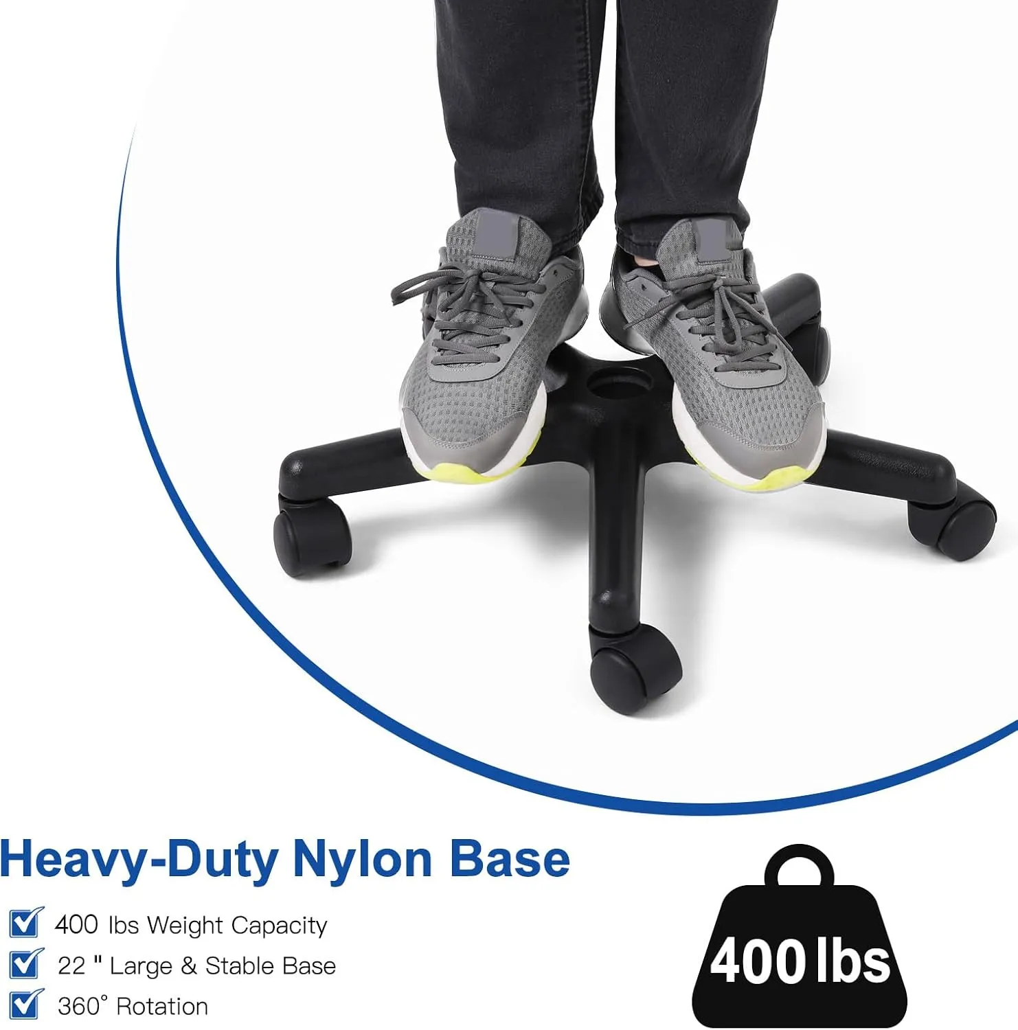JMU Rolling Stool with Wheels, PVC Leather Large Seat, 400lbs Heavy Duty Adjustable Height, for Dentists Healthcare(Charcoal