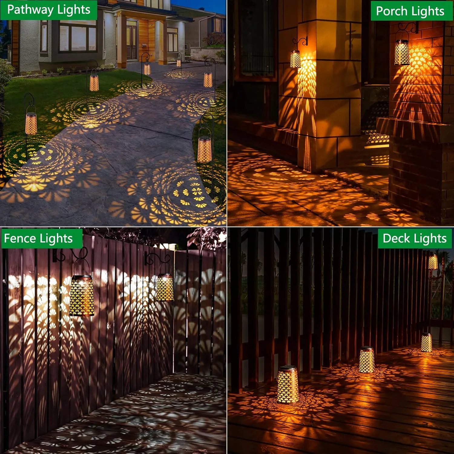 JSOT Solar Lanterns for Outside,4 Pack Hanging Outdoor Garden Decor Lights Waterproof, Metal Solar Yard Lights for Landscape Pathway Backyard Decorative Lamp Path 2 Lighting Modes