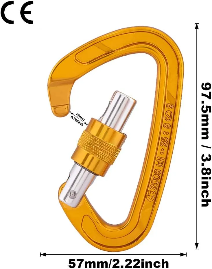Kailas Locking Climbing Carabiners Rock Clips Heavy Duty Steel UIAA Certified 25KN Screw Gate D Shape for Rappelling and Mountaineering