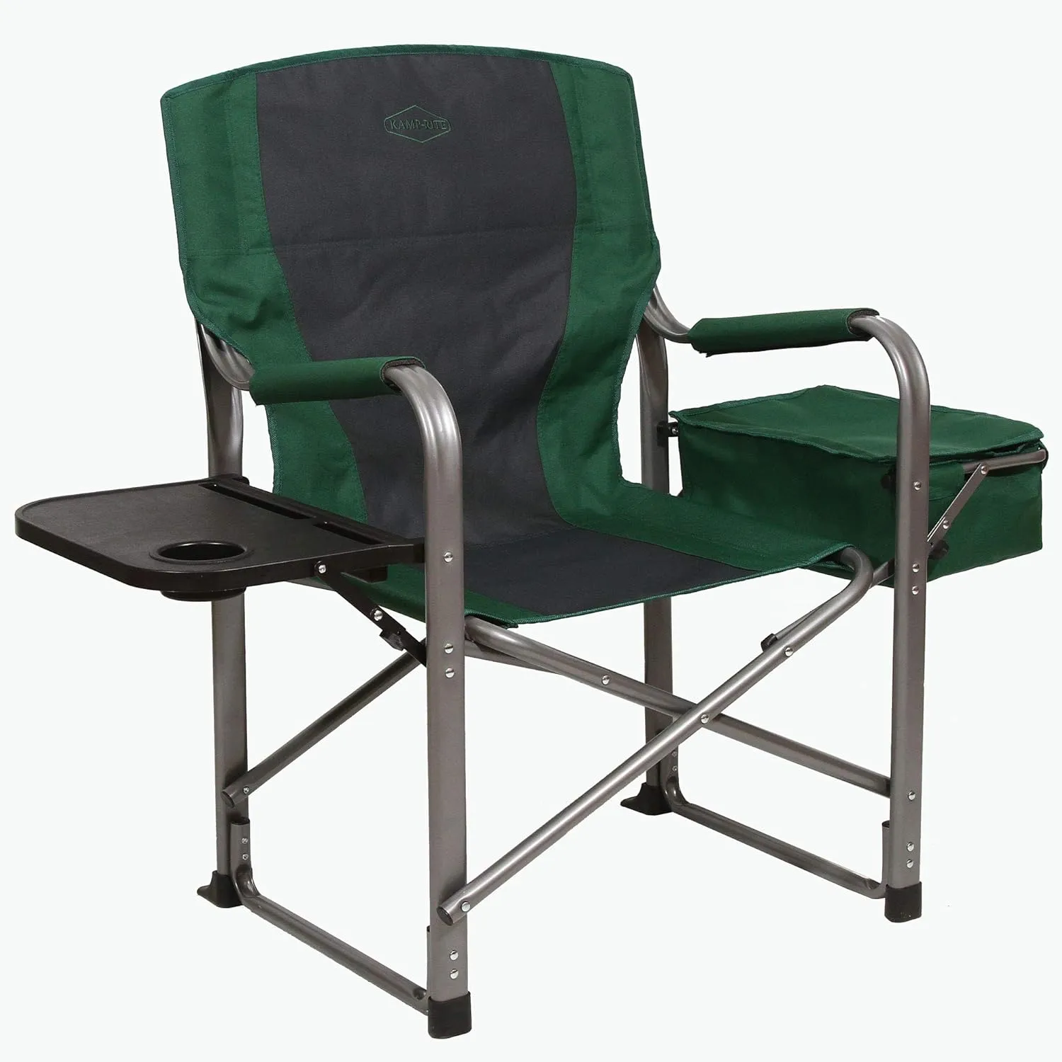 Kamp-Rite Portable Outdoor Beach Patio Lawn Director's Chair w/Cooler, Table, & Cup Holder for Backyard, Tailgate, & Sports, 350 LB Capacity, Green