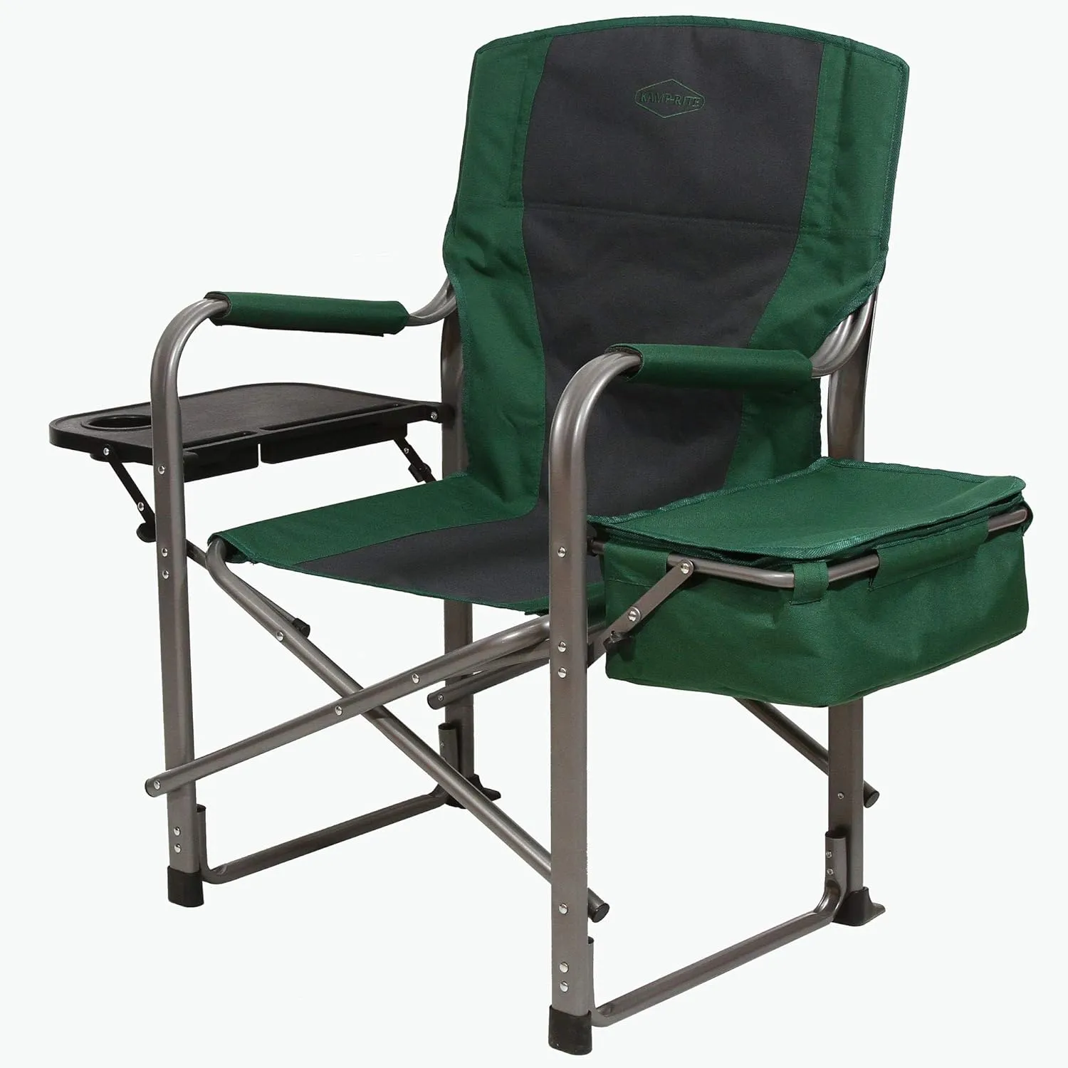 Kamp-Rite Portable Outdoor Beach Patio Lawn Director's Chair w/Cooler, Table, & Cup Holder for Backyard, Tailgate, & Sports, 350 LB Capacity, Green