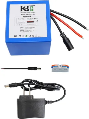 KBT 6V 12Ah LiFePO4 Replacement Battery, Small Size with Charger, Charging Cable, Cable Connector for Kids Ride On Toys, Lantern Lights, Streamlight Litebox, Home Security Alarm System Backup