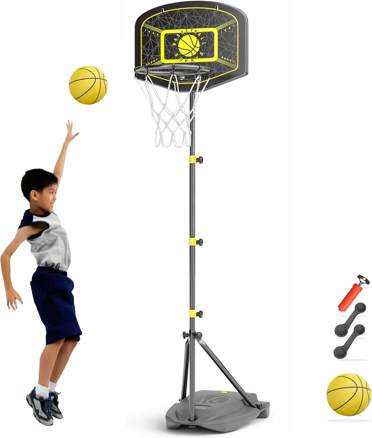 Kids Basketball Hoop for Boys Girls Adjustable Height 3.6 ft-6.2 ft Toddler Basketball Goals Indoor Outdoor Little Kids Basketball Hoop Toys for 3 4 5 6 7 8 Year Old Birthday Gift