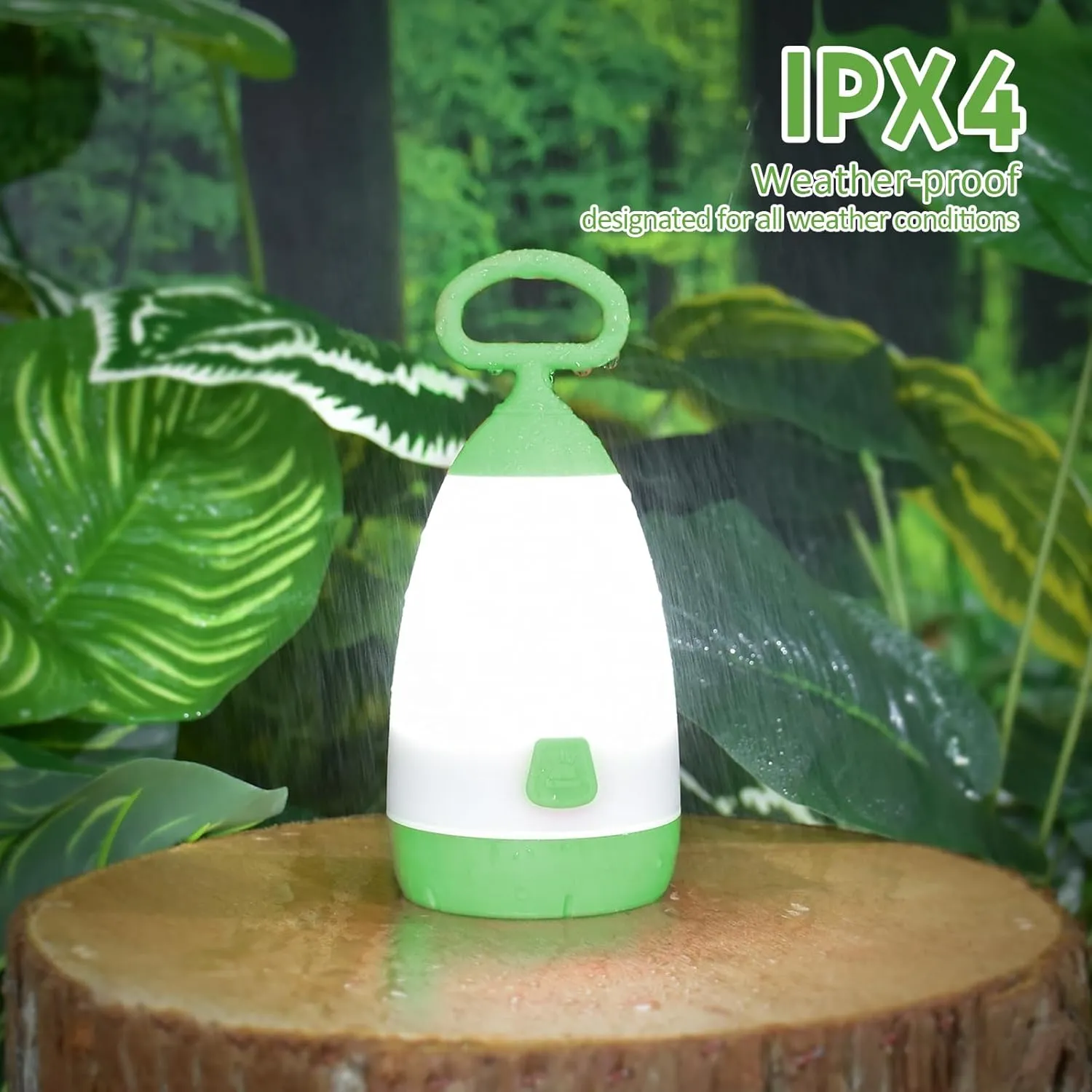 Kids Camping Lantern & Night Light Battery Powered (AAA Included), 360° Eye-Safe Light, IPX4 Waterproof with RGB Modes Portable for Outdoor, Emergency & Bedtime, Gift for Children (Green)