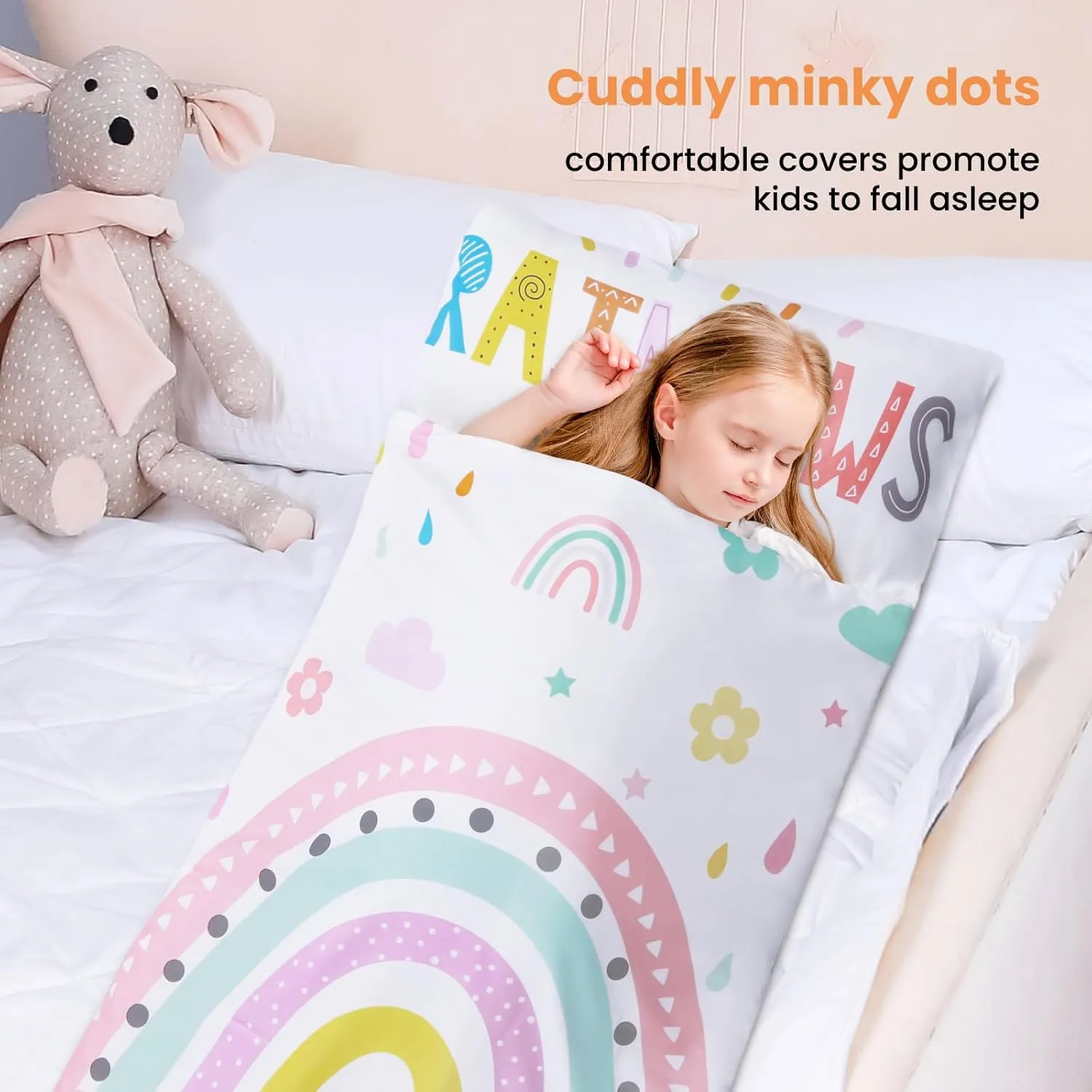 Kids Sleeping Bag Toddler Nap Mat with Removable Pillow, Large Foldable Sleeping Bag for Girls Boys, Easy Clean Slumber Bag with Double Zip for Camping School Preschool Daycare, 59×24 inch