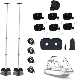 King Mills 2 Pack Boat Tarp Support Pole, Adjustable Aluminum Pontoon Boat Cover Support Poles, Boat Pole with Straps and Sandbags for Pontoon, Jon Boat, V Hull Boat
