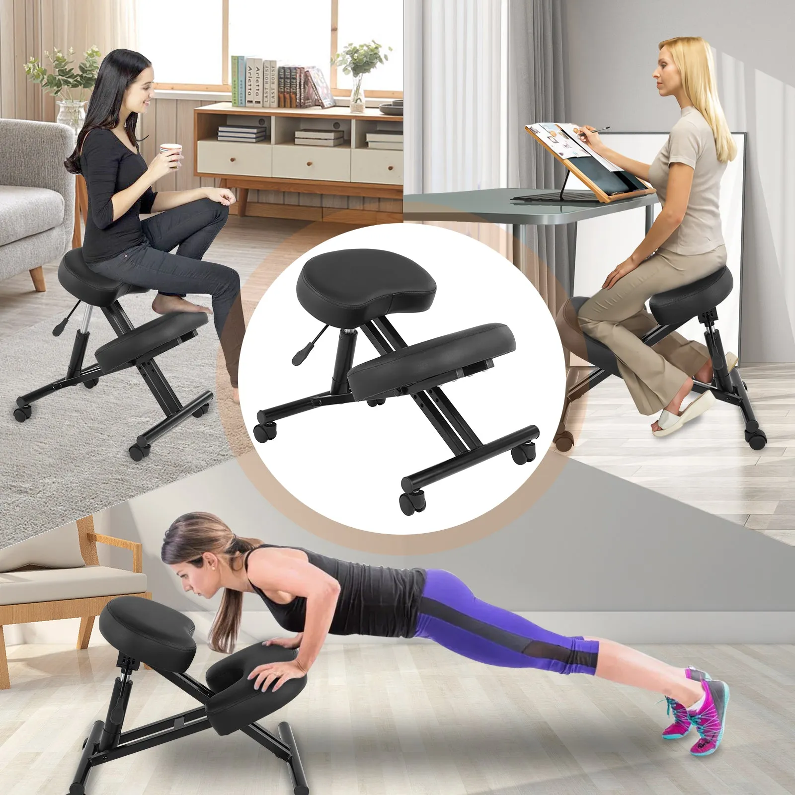 Knee Stool Rolling Posture Desks Chairs Ergonomic Kneeling Chairs Adjustable