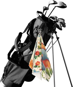 KOBLEN Microfiber Golf Towel with Heavy Duty Carabiner Clip, Cute Elephant Pattern 24x15 Inch Quick Dry Absorbent Towel for Golf Clubs Balls, Golf Bag Accessories for Men Women,1 Pack