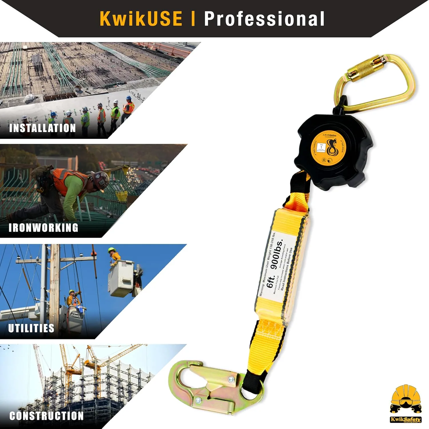 KwikSafety - Charlotte, NC - Cobra Web 10' Self Retracting Lifeline [NO Tangle   External Shock Absorber] Class 1 SRL ANSI OSHA Retractable Fall Arrest Construction Roofing PPE Gear