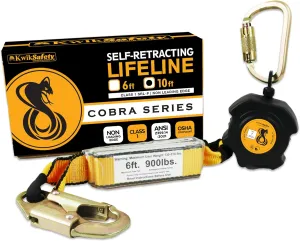KwikSafety - Charlotte, NC - Cobra Web 10' Self Retracting Lifeline [NO Tangle   External Shock Absorber] Class 1 SRL ANSI OSHA Retractable Fall Arrest Construction Roofing PPE Gear