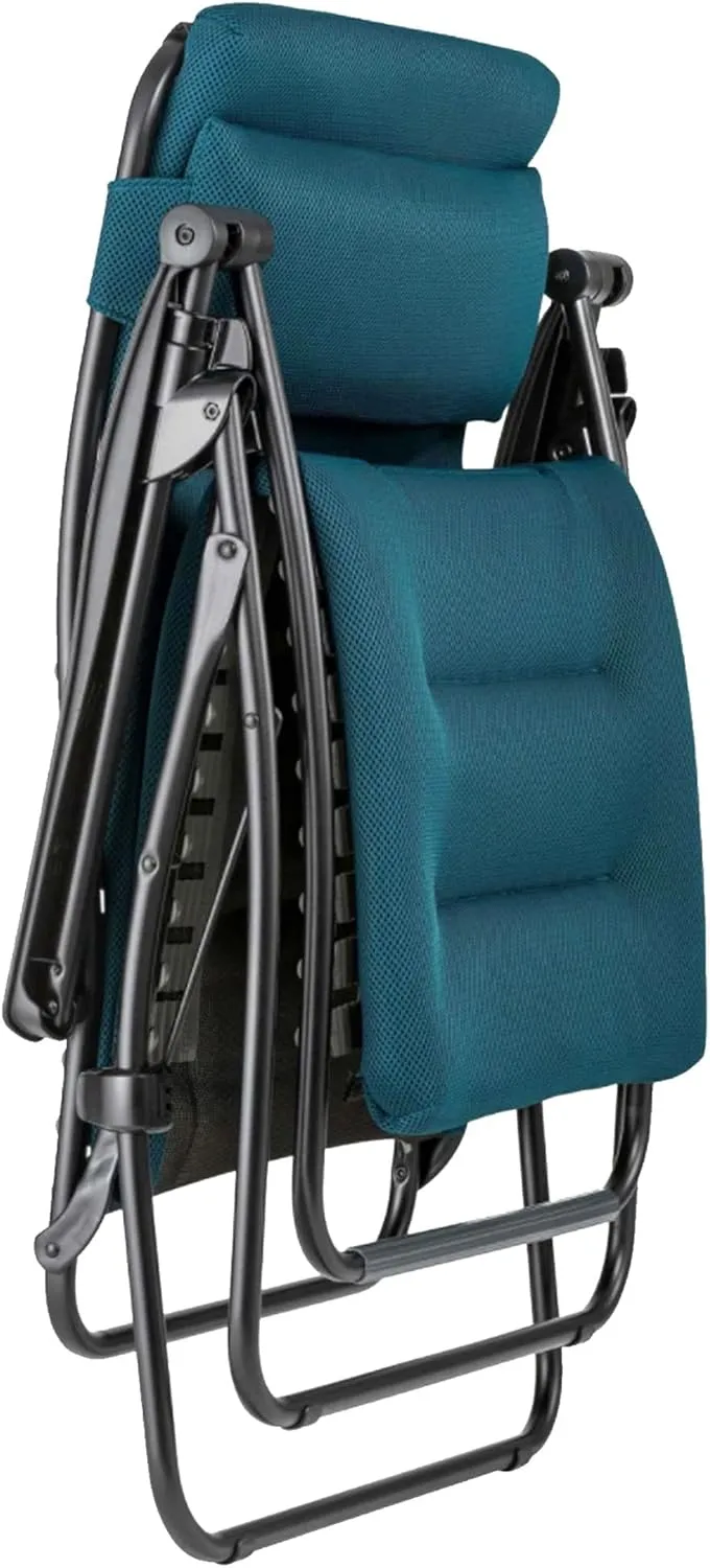 Lafuma Futura Air Comfort Zero Gravity Recliner,Alloy Steel (Coral Blue) Padded Folding Outdoor Reclining Chair