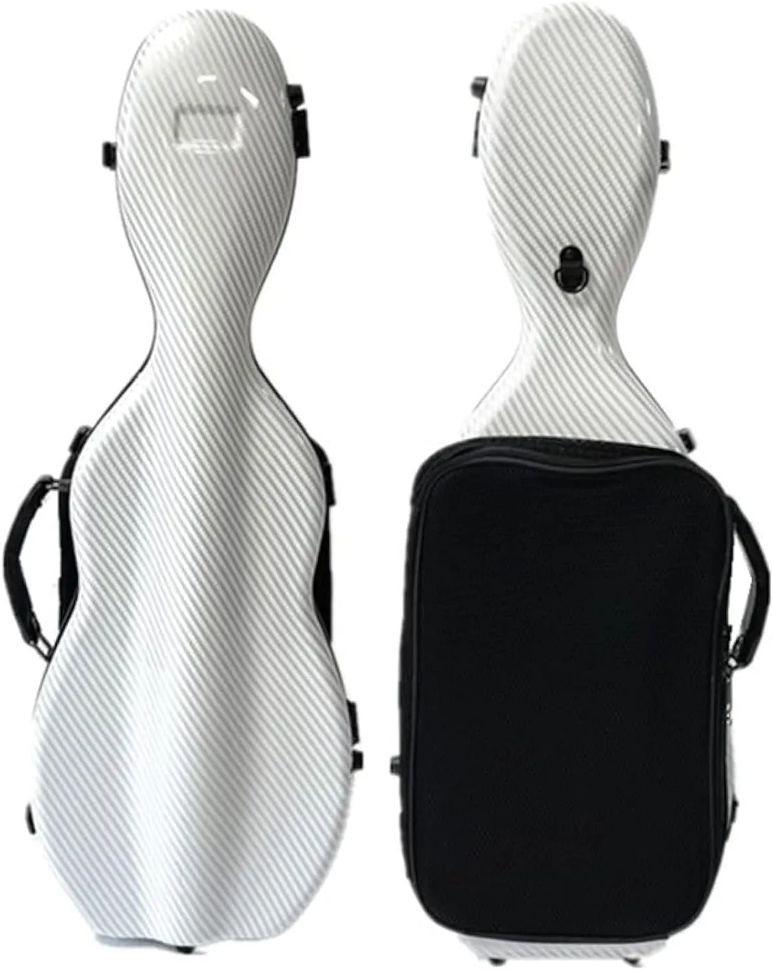 LANDTOM Carbon Fiber 4/4 Full Size and 3/4 Violin Case Violin With Double Shoulder Straps Pressure-Resistant Wear-Resistant Air Transportable Violin Case With Music Score Bag (Bright white)
