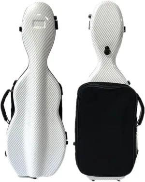LANDTOM Carbon Fiber 4/4 Full Size and 3/4 Violin Case Violin With Double Shoulder Straps Pressure-Resistant Wear-Resistant Air Transportable Violin Case With Music Score Bag (Bright white)