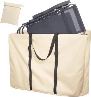 Large Outside Folding Chair Storage Bag with Zipper and Handles, 600D Folding Chair Carry Bag for Zero Gravity Chair Cover, Portable Folding Lounge Chair Carrying Bags, 43" L x 11" W x 29" H (Beige)