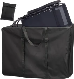 Large Outside Folding Chair Storage Bag with Zipper Handles and adjustable straps, 600D Folding Chair Carry Bag for Zero Gravity Chair Cover, Portable Folding Lounge Chair Carrying Bags (Black)