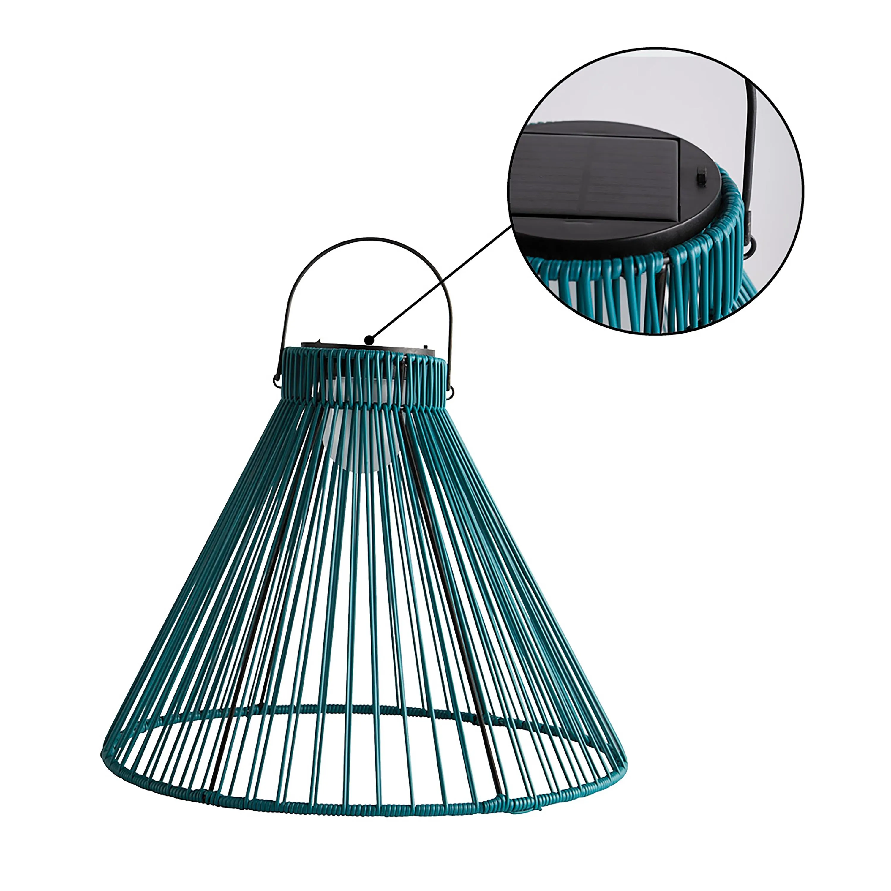 Large Solar Hanging Pendant Light, Teal Green