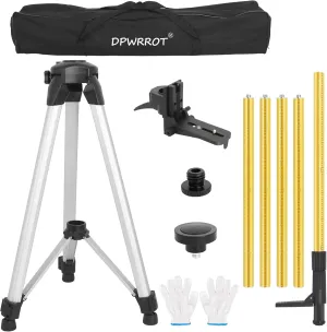 Laser Level Pole with Tripod, 12Ft./3.7M Telescoping Pole with 1/4-Inch by 20-Inch Laser Mount for Rotary and Line Laser Level, Adjustable Laser Tripod Stand with 5/8”-11 Threaded Adapter