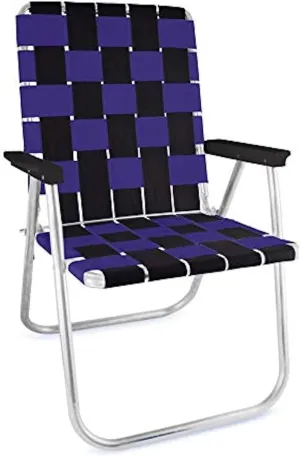 Lawn Chair USA | Folding Aluminum Webbed Chair for Camping, Sports, and Beach | Classic - Black//Purple