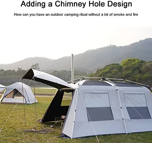 Layer Double Camping Tent 12 Person, Family Cabin Tents, 2 Rooms, Straight Wall, 3 Doors and 3 Window with Mesh, Waterproof, Big Tent for Outdoor, Pic