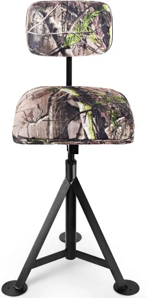 LDAILY Moccha Swivel Hunting Chair, 360° Tripod Camo Blind Chair w/Detachable Backrest, Padded seat, Height Adjustable Hunter Fishing Camping Stool Chair for Outdoor Activities