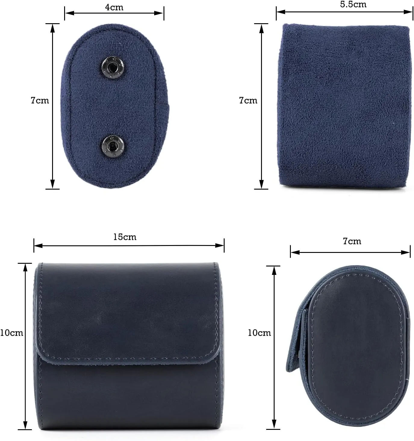 Leather Double Watch Box, Vintage Watch Roll Travel Case for Men and Women (Double-Blue)