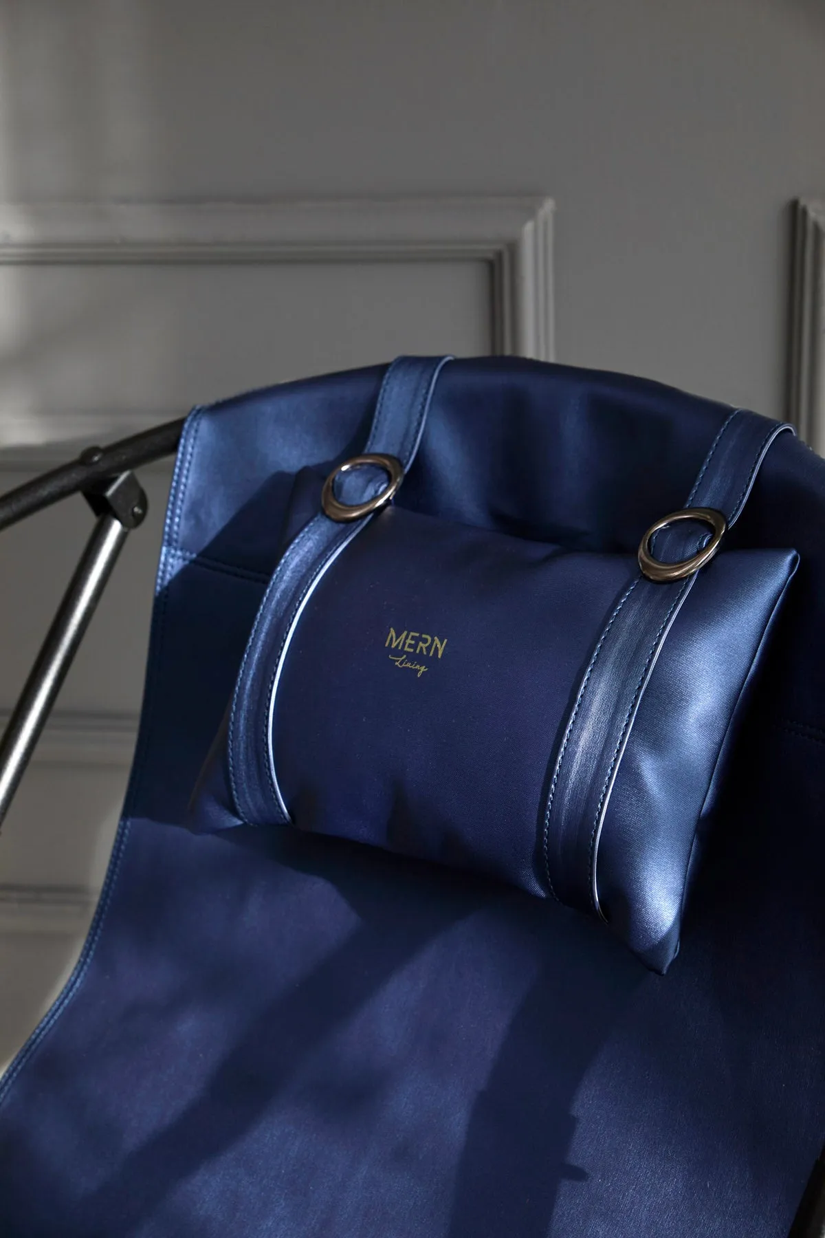 Leather Folding Chair - Indigo