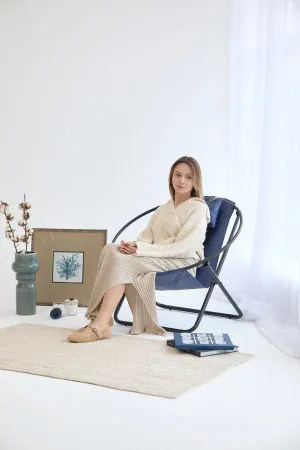 Leather Folding Chair - Indigo
