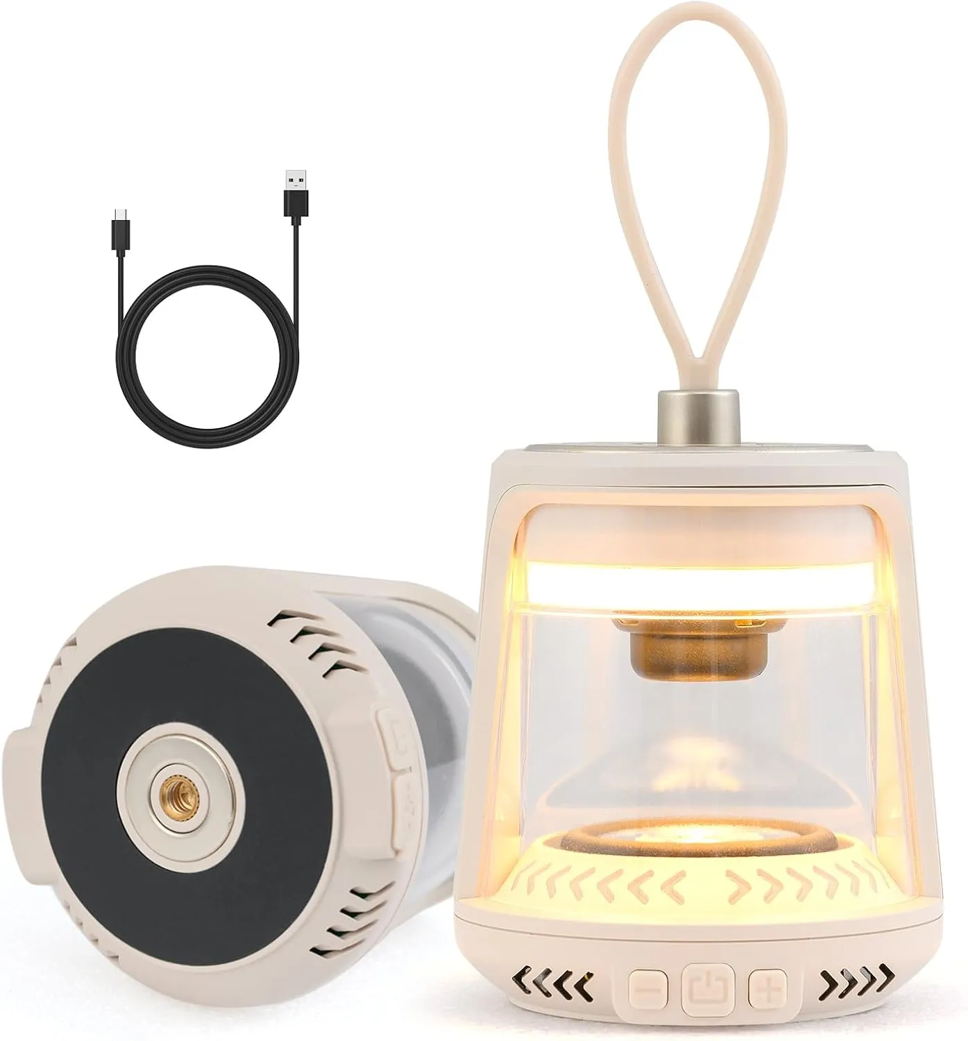 LED Camping Lantern with 3 Light Color, Flickering RGB Mode, Magnetic Base & Flexible Handle, Rechargeable Camping Lighting for Patio, Pool Party & Hiking