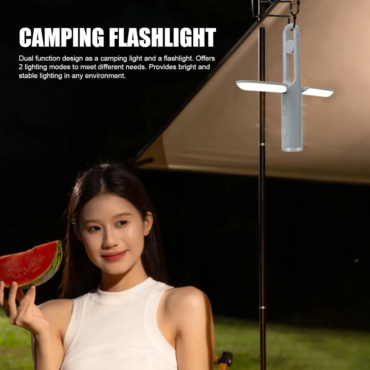 LED Camping Light, Folding Camping Lantern, Multifunctional 1500 Luminous Flux Emergency Light, Portable LED Camping Flashlight for Tent Travel Hiking (Light Green)