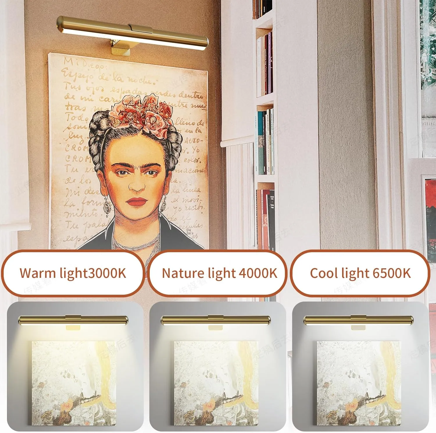 LED Picture Light, Battery Powered Painting Picture Lights, with timers and dimming Metal Remote Display Art Lamps, for Portrait, Wall Painting, Framework, Darts