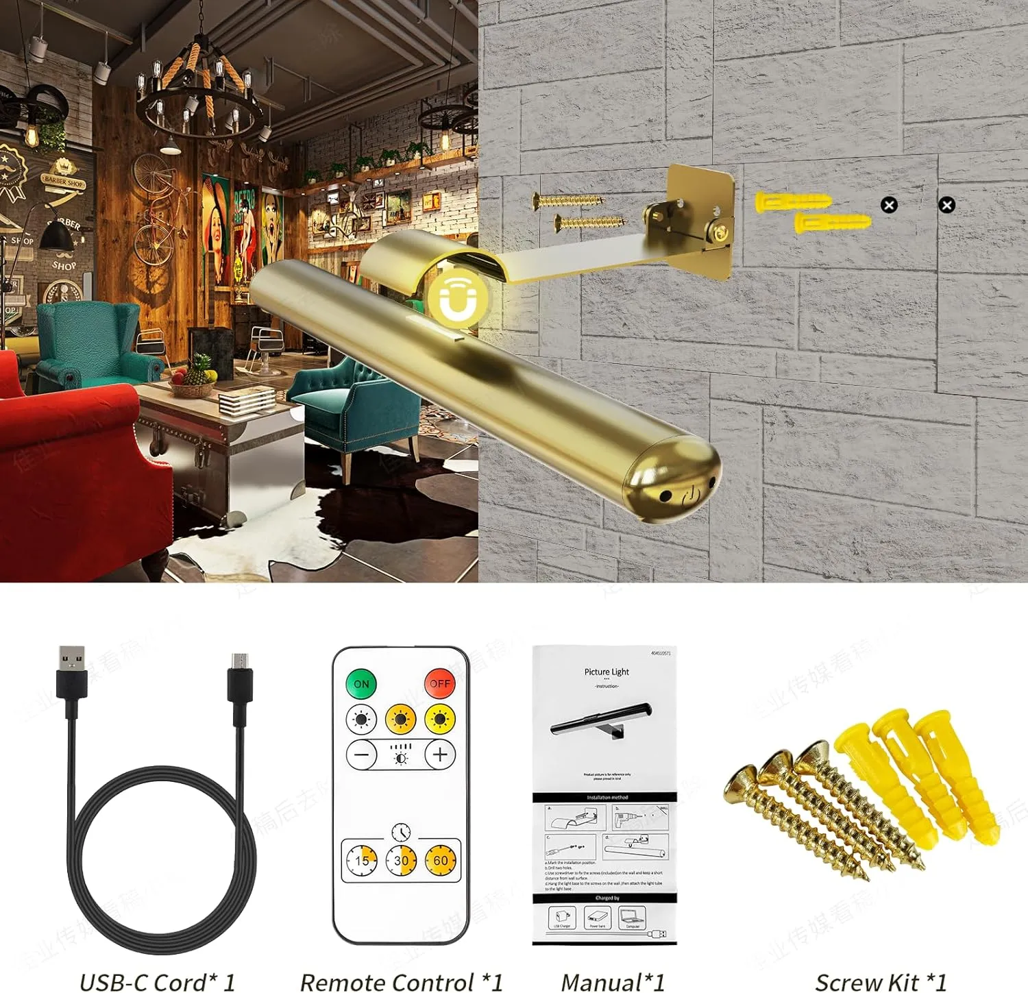 LED Picture Light, Battery Powered Painting Picture Lights, with timers and dimming Metal Remote Display Art Lamps, for Portrait, Wall Painting, Framework, Darts