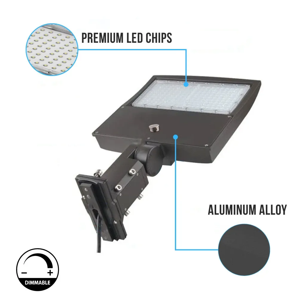 LED Pole Light, 150W/120W/100W Wattage Adjustable, 5700K, 133 LM/W, Universal Mount (Adjustable Slip Fitter   Wall Mount), Bronze, AC120-277V, Waterproof IP65, Parking Lot Lights, Outdoor Area Street Security Lighting Fixture, Gen14B