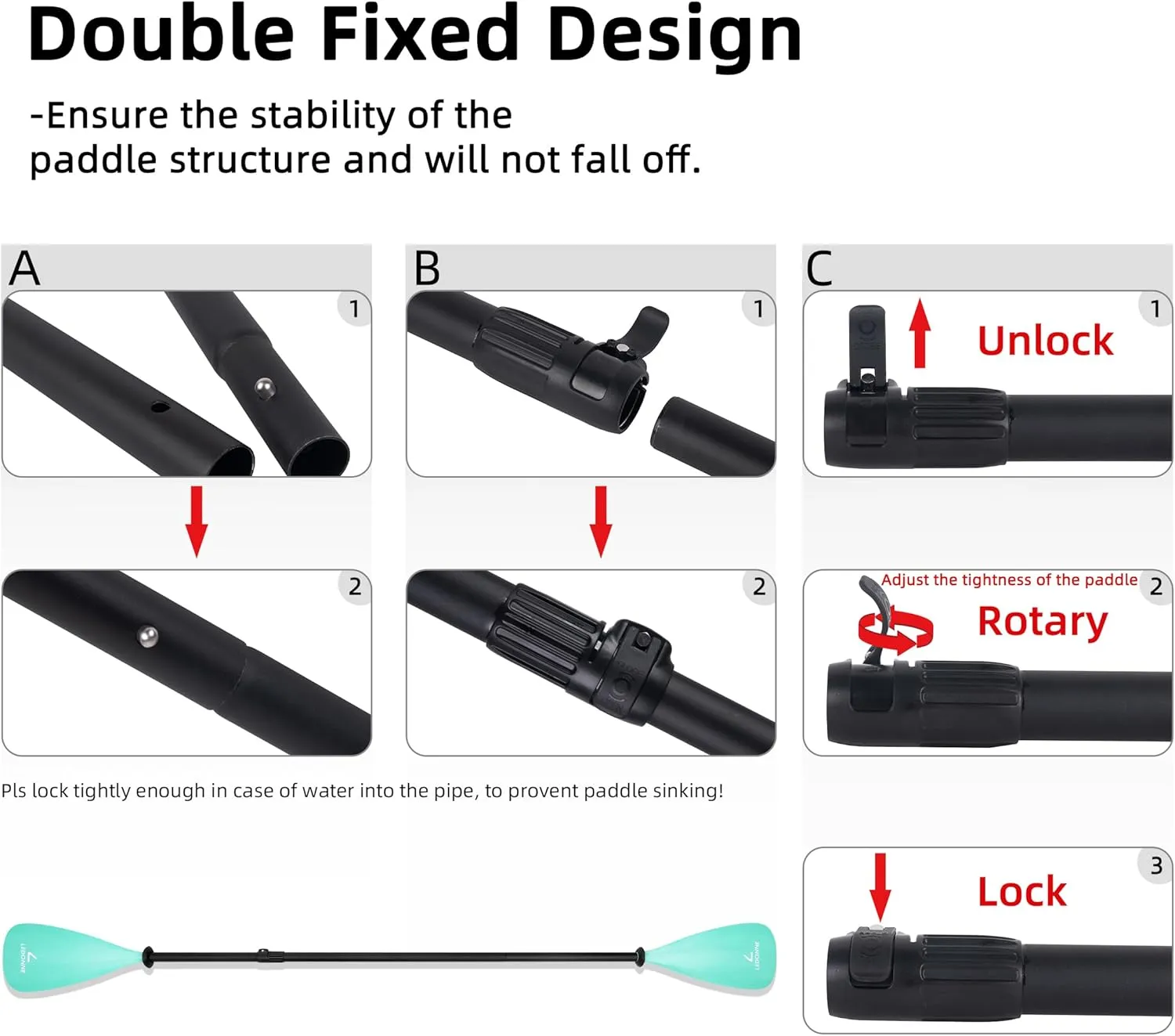 LEDONNE SUP Paddle 4-Piece Adjustable Kayak Paddle Floating Lightweight Paddle Board Oar with Aluminum Alloy Shaft and 2 Nylon Blades Best Price Based on Our 3 Million Sets Per Year 500 bought monthly