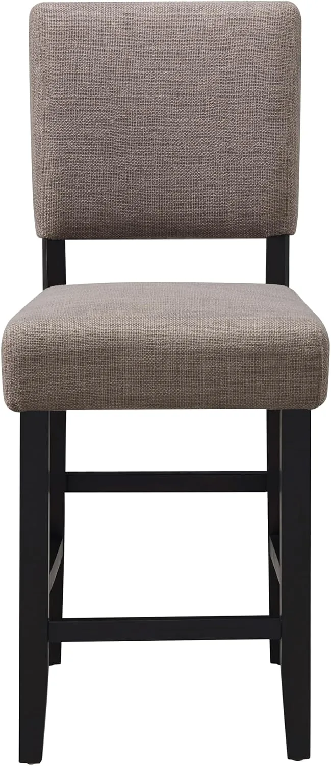 Leick Home Brax Counter Height Stool with Upholstered Back and Wood Base – Set of 4 for Elevated Kitchen Counters, High Top Tables, and Bars – Modern Chairs in Gray, 214916