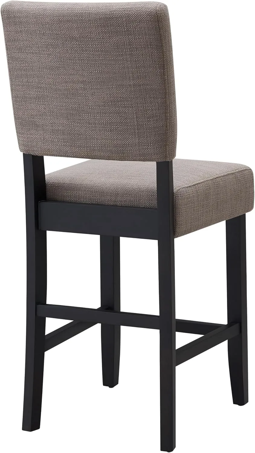 Leick Home Brax Counter Height Stool with Upholstered Back and Wood Base – Set of 4 for Elevated Kitchen Counters, High Top Tables, and Bars – Modern Chairs in Gray, 214916