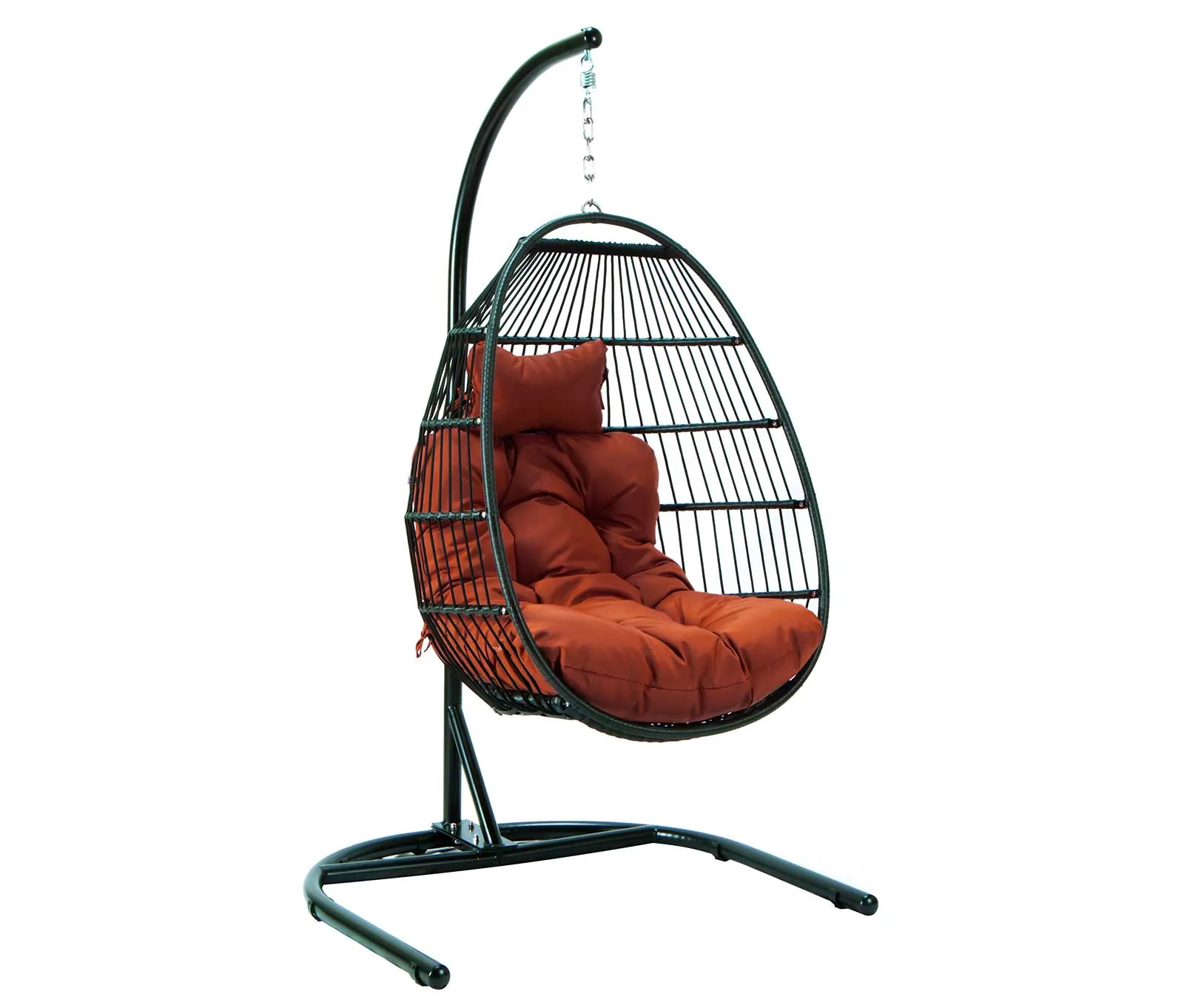 LeisureMod Wicker Folding Hanging Egg Swing Chair