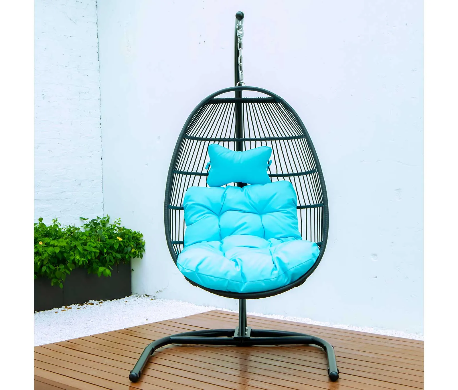 LeisureMod Wicker Folding Hanging Egg Swing Chair
