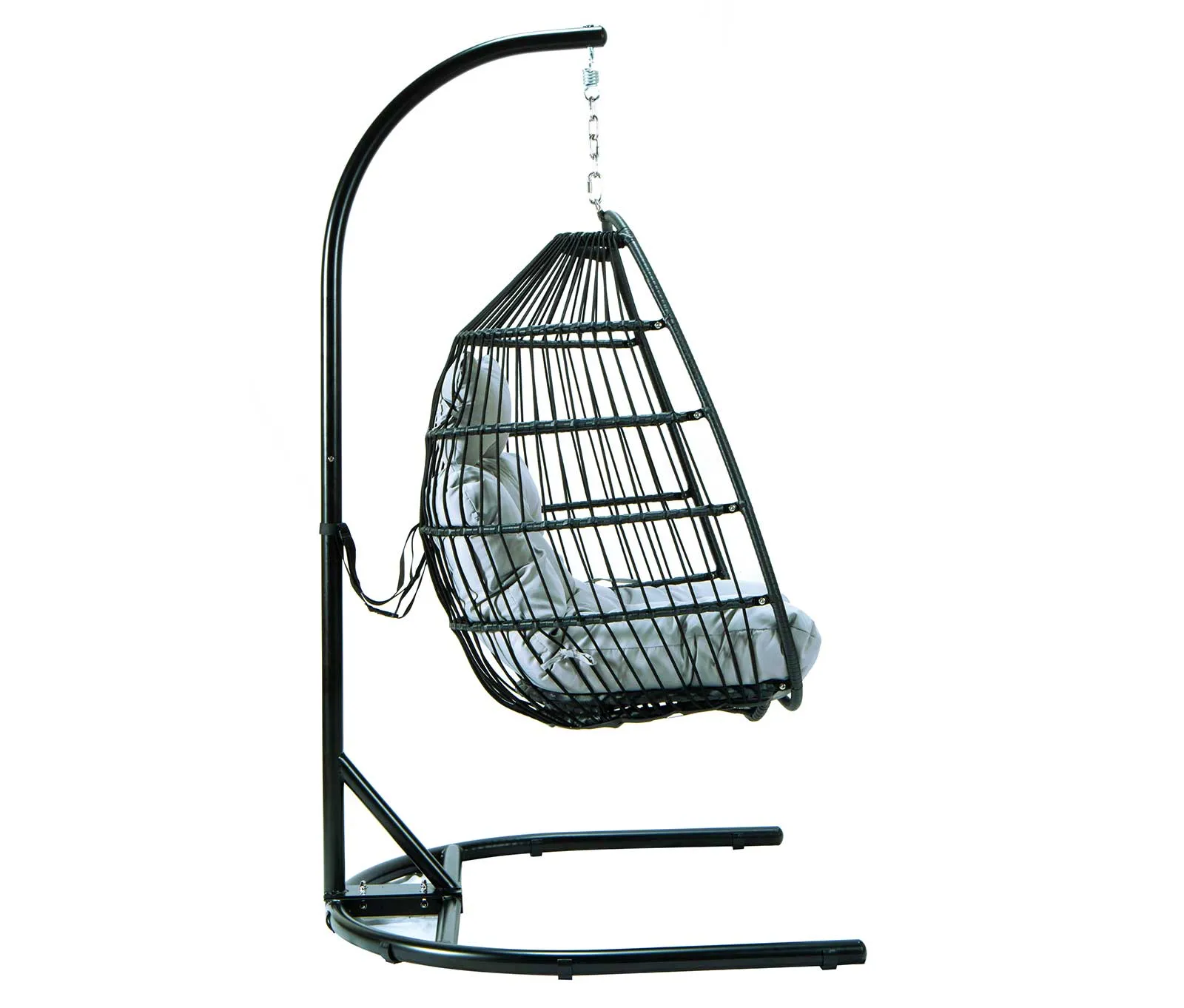 LeisureMod Wicker Folding Hanging Egg Swing Chair