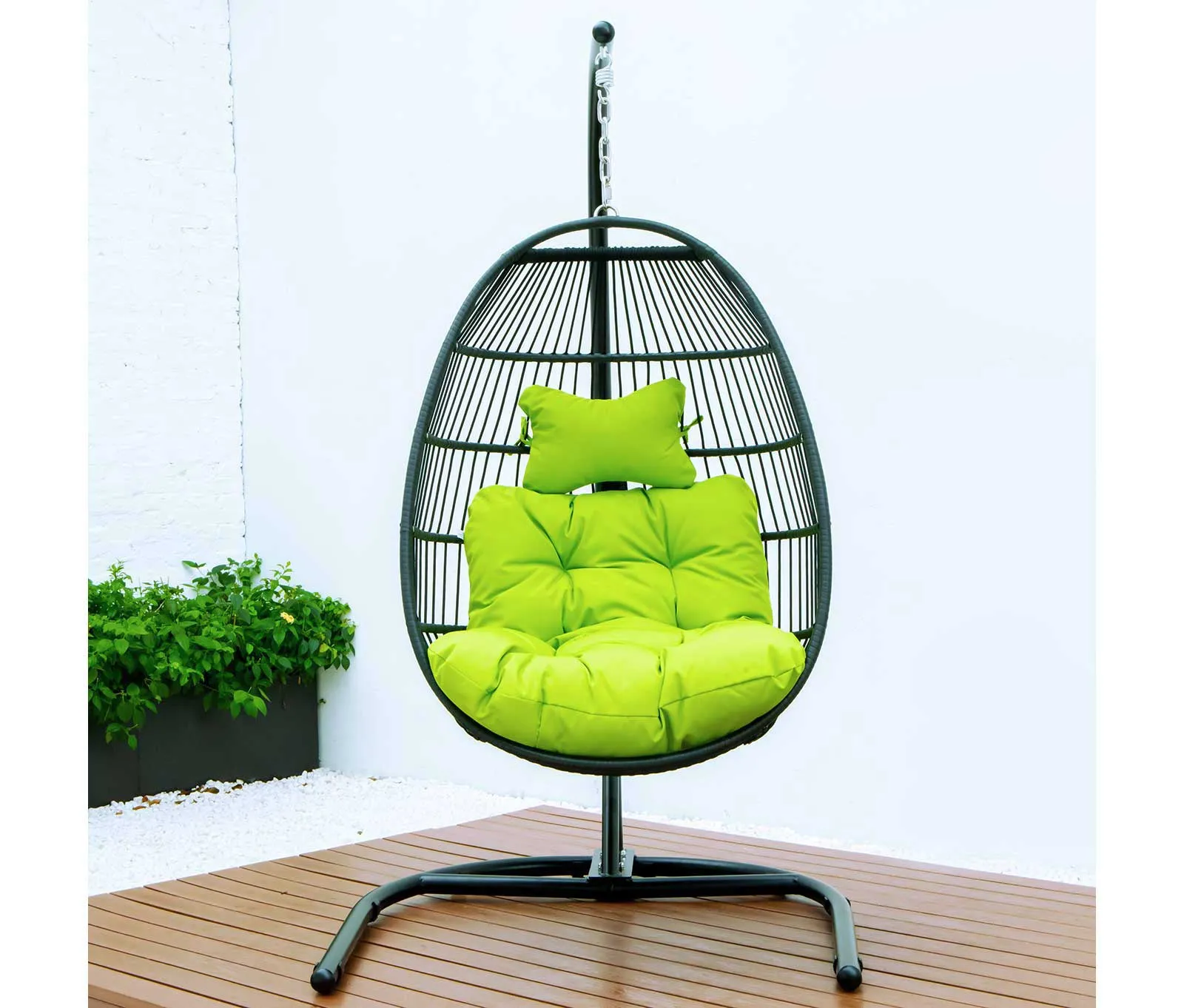 LeisureMod Wicker Folding Hanging Egg Swing Chair