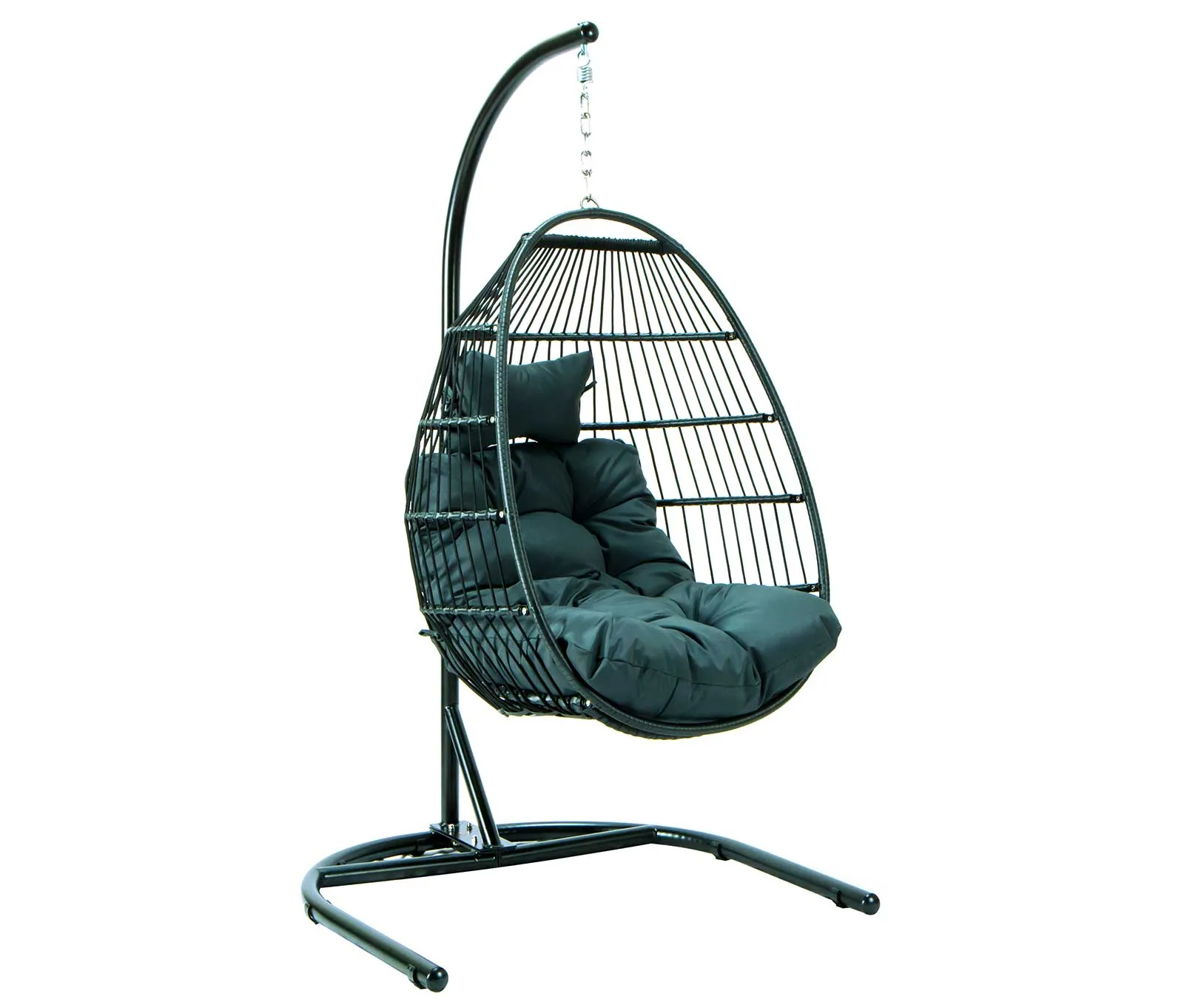 LeisureMod Wicker Folding Hanging Egg Swing Chair