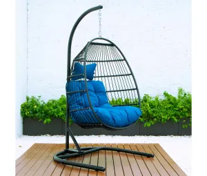 LeisureMod Wicker Folding Hanging Egg Swing Chair