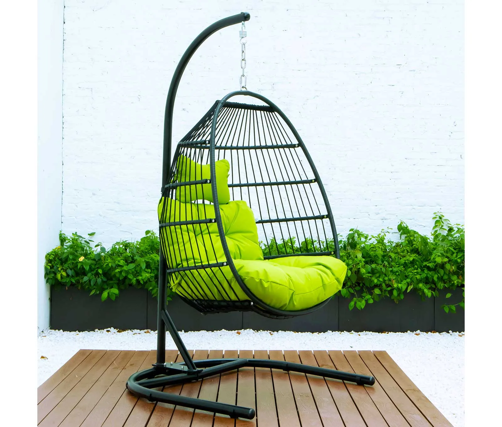 LeisureMod Wicker Folding Hanging Egg Swing Chair
