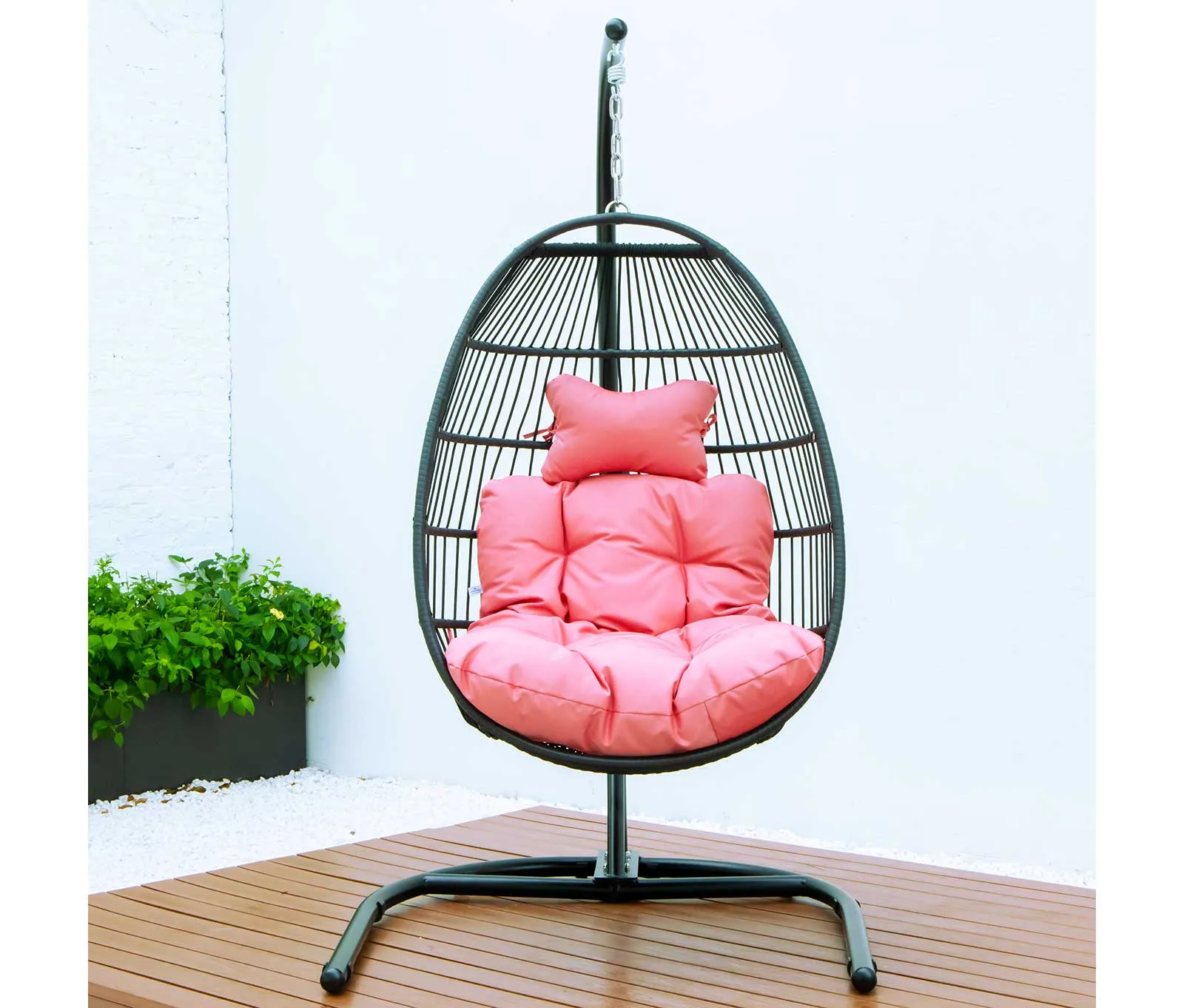 LeisureMod Wicker Folding Hanging Egg Swing Chair
