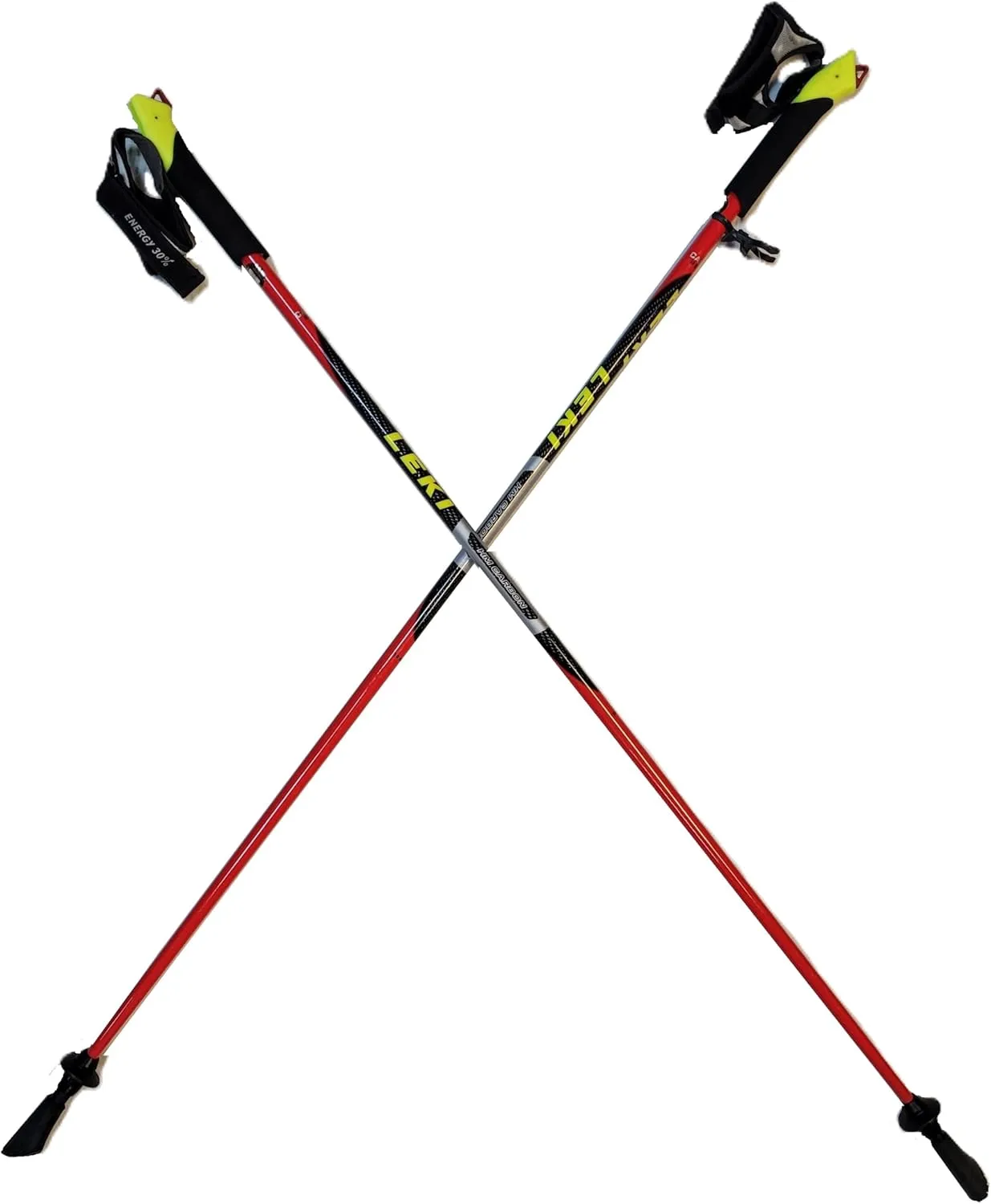 LEKI Nordic Walking Pacer HM Carbon Trekking Poles Red 120cm