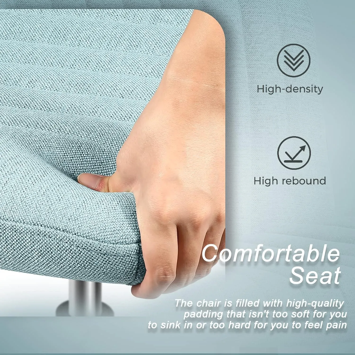 LEMBERI Fabric Padded Desk Chair No Wheels, Armless Wide Swivel Home Office Desk Chair,120°Rocking Mid Back Ergonomic Computer Task Vanity Chair for Office, Home, Make Up,Small Space, Bed Room