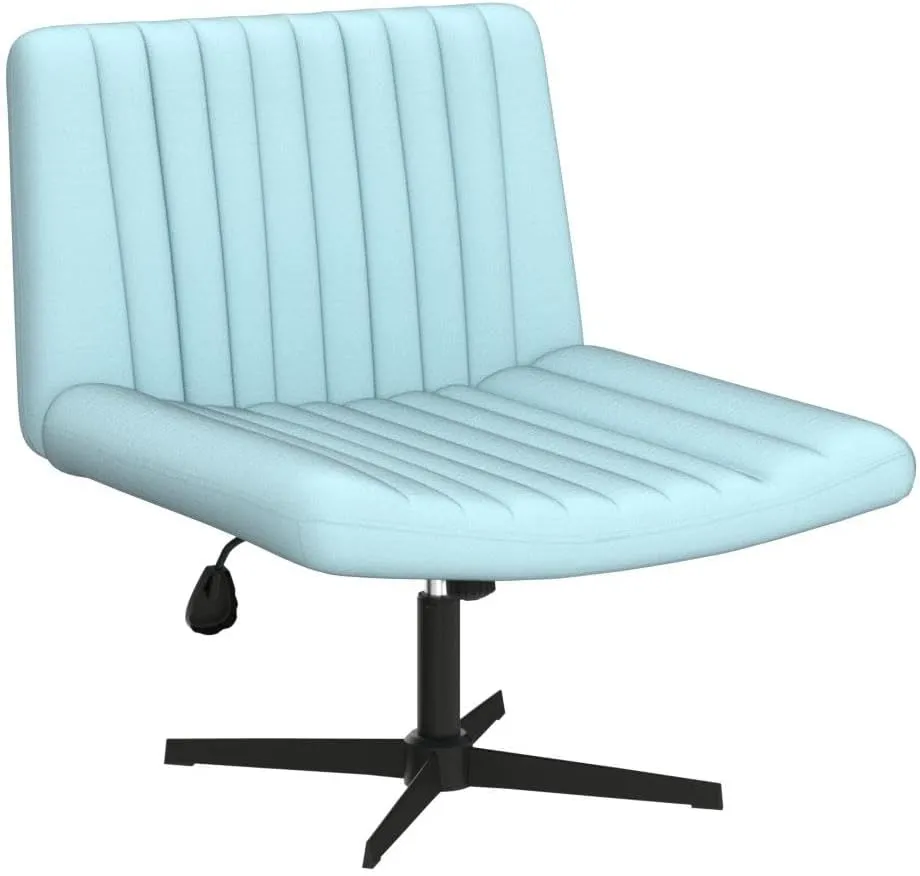 LEMBERI Fabric Padded Desk Chair No Wheels, Armless Wide Swivel Home Office Desk Chair,120°Rocking Mid Back Ergonomic Computer Task Vanity Chair for Office, Home, Make Up,Small Space, Bed Room